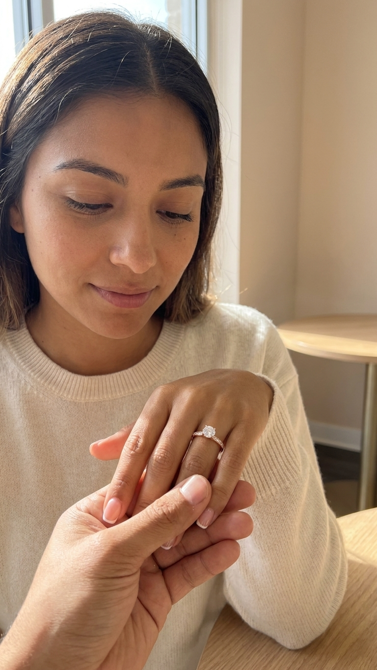 Anillo promesa con baño en oro rosa 18K