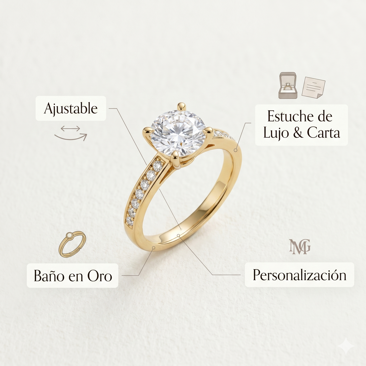 Anillo promesa con baño de oro 18K