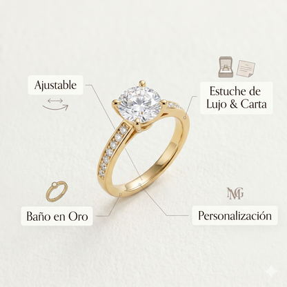 Anillo promesa con baño de oro 18K