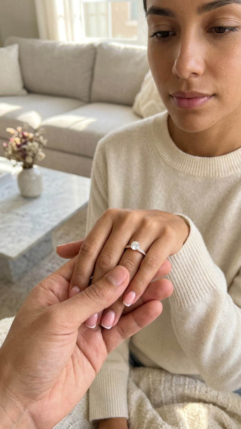 Anillo promesa con baño en oro rosa 18K