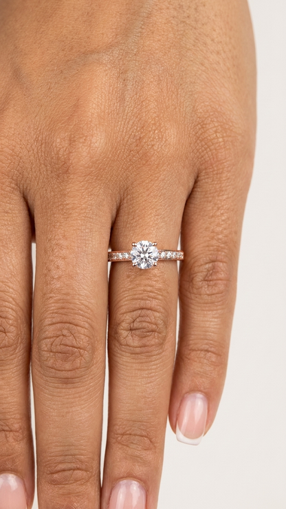 Anillo promesa con baño en oro rosa 18K