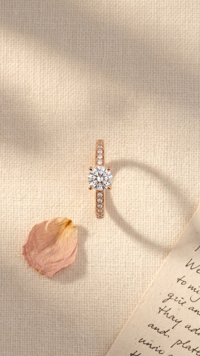 Anillo promesa con baño en oro rosa 18K